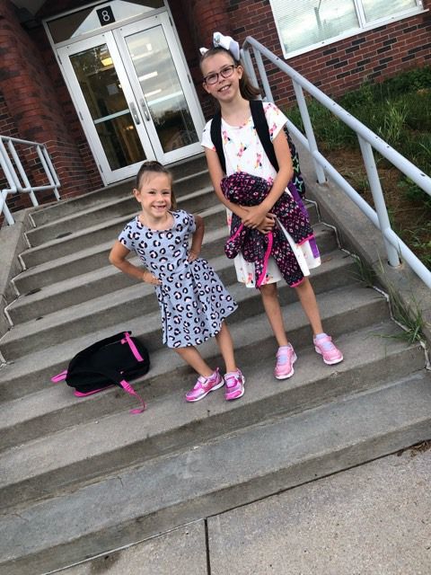 First day of 1st grade for Haileigh and first day of 4th grade for Afton